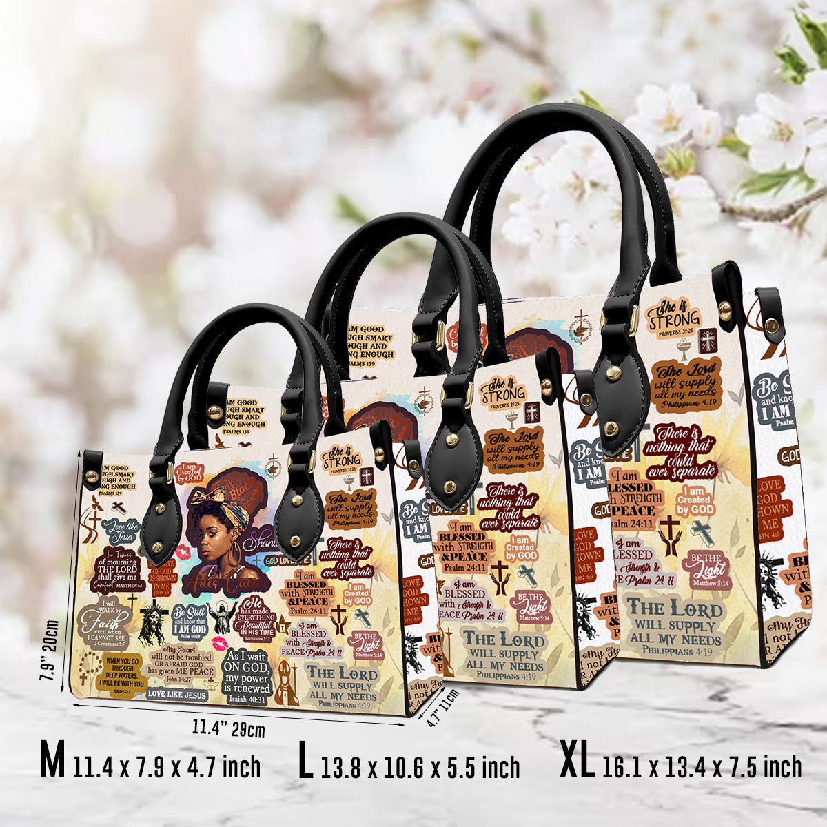 Personalized Black Woman Faith Leather Handbag