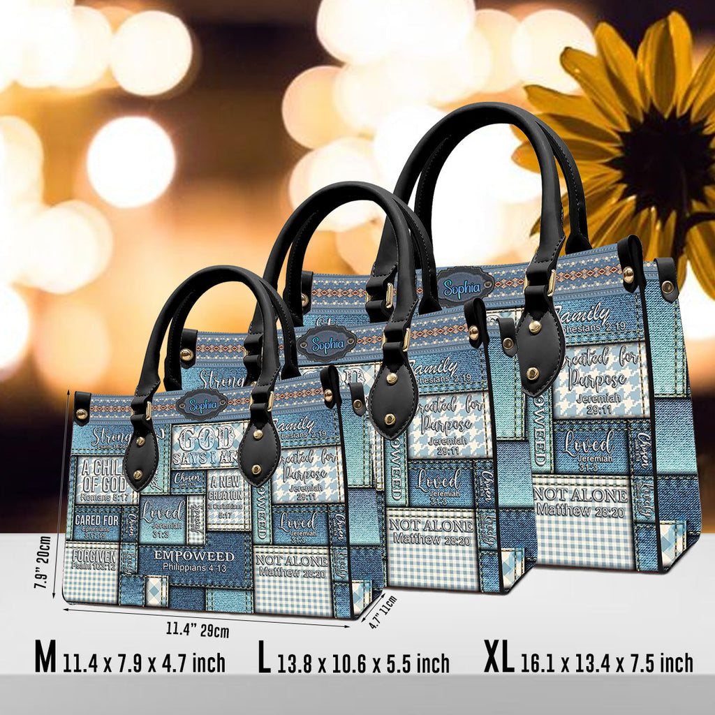 God Says I Am Vintage Denim Leather Handbag
