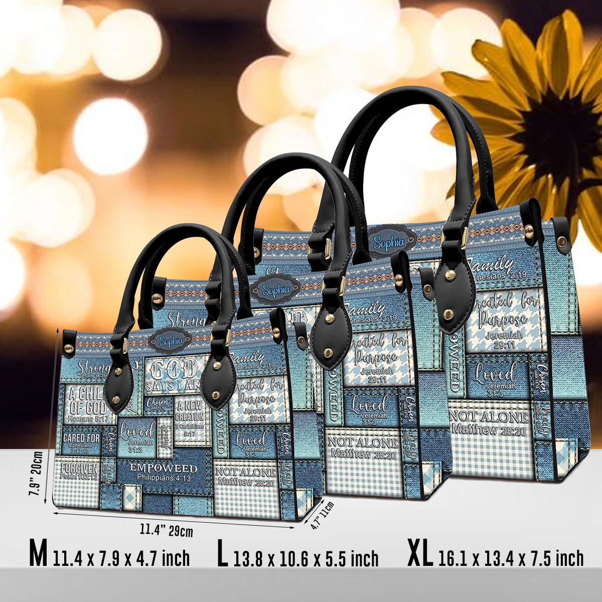 God Says I Am Vintage Denim Leather Handbag