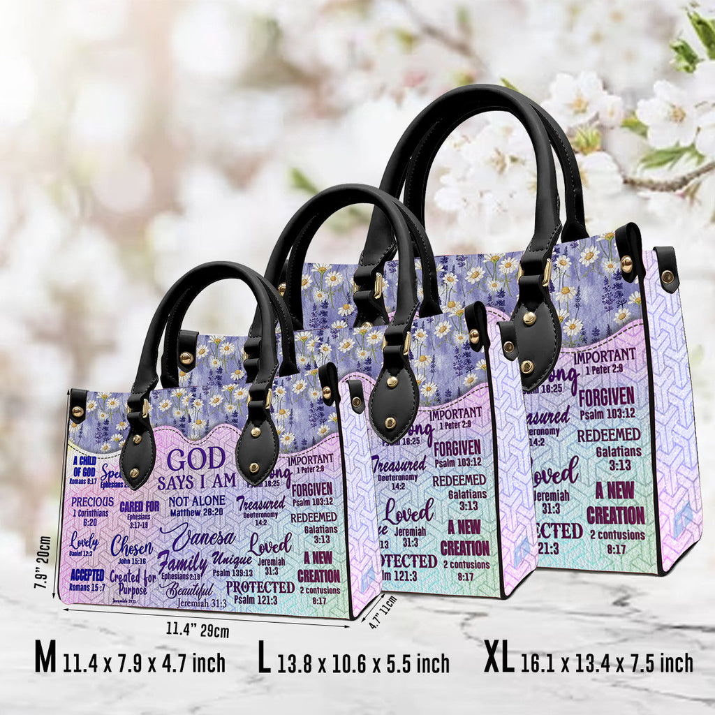 God Says I Am Monogram Leather Tote Bag