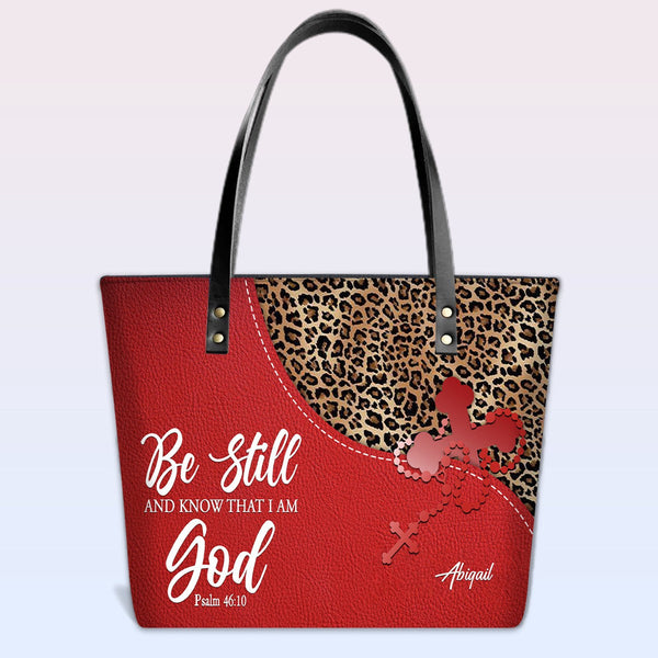 Personalized Christian Bible Verse Leather Tote
