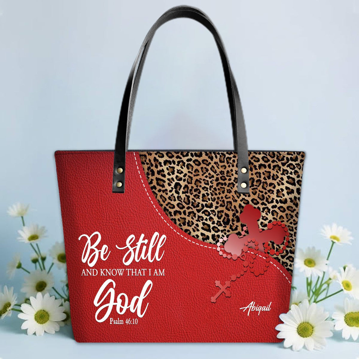 Personalized Christian Bible Verse Leather Tote
