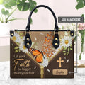 Faith Over Fear Butterfly Daisy Leather Bag