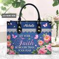 Faith Over Fear Butterfly Leather Handbag