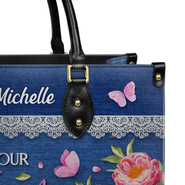 Faith Bigger Than Fear Personalized Leather Tote