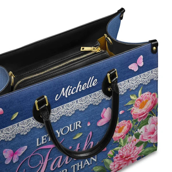 Faith Bigger Than Fear Personalized Leather Tote