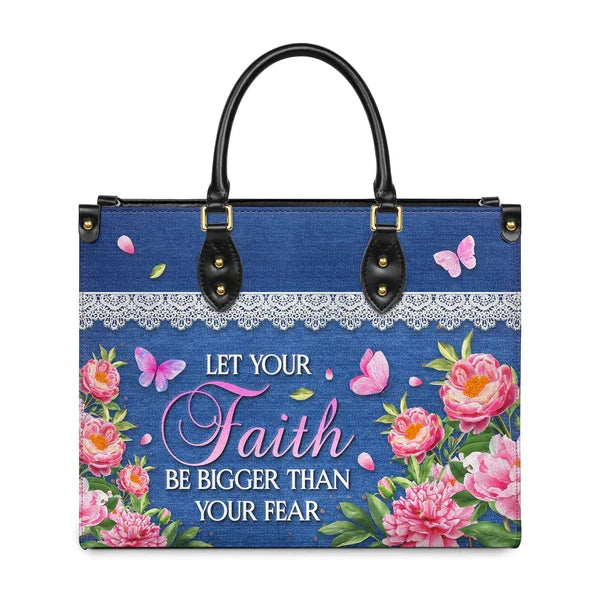 Faith Bigger Than Fear Personalized Leather Tote