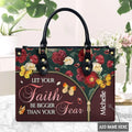 Faith Over Fear Butterfly Floral Leather Bag