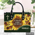 Faith Over Fear Sunflower Leather Handbag