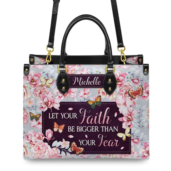 Faith Over Fear Monogram Leather Tote Bag