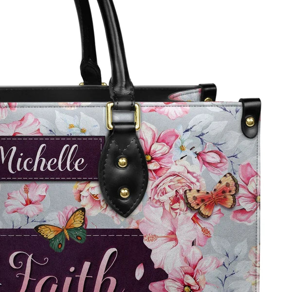Faith Over Fear Monogram Leather Tote Bag