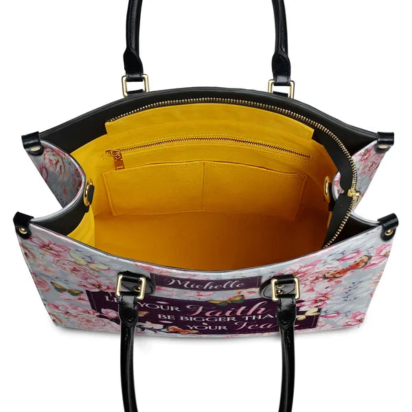 Faith Over Fear Monogram Leather Tote Bag