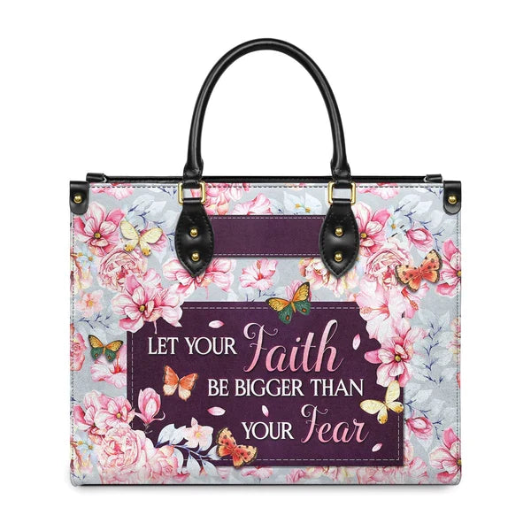 Faith Over Fear Monogram Leather Tote Bag