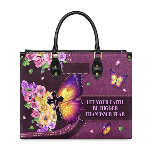 Faith Over Fear Personalized Leather Tote Bag