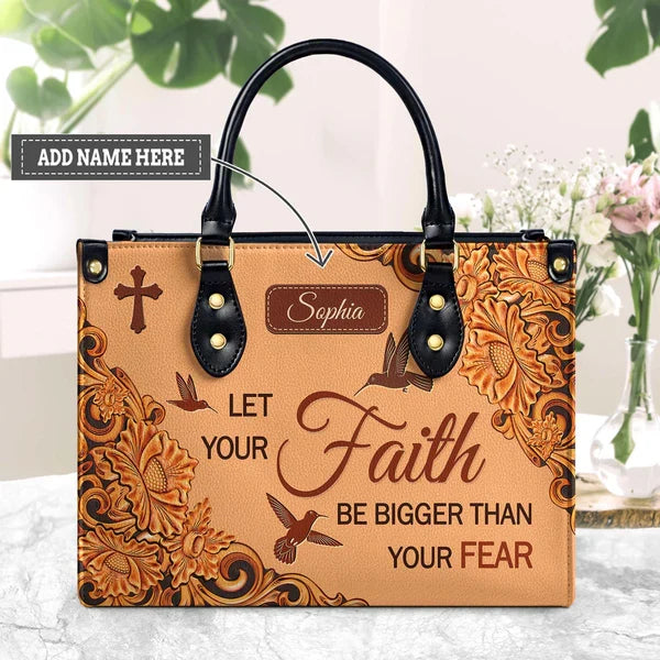 Faith Over Fear Hummingbird Leather Handbag