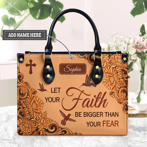 Faith Over Fear Hummingbird Leather Handbag