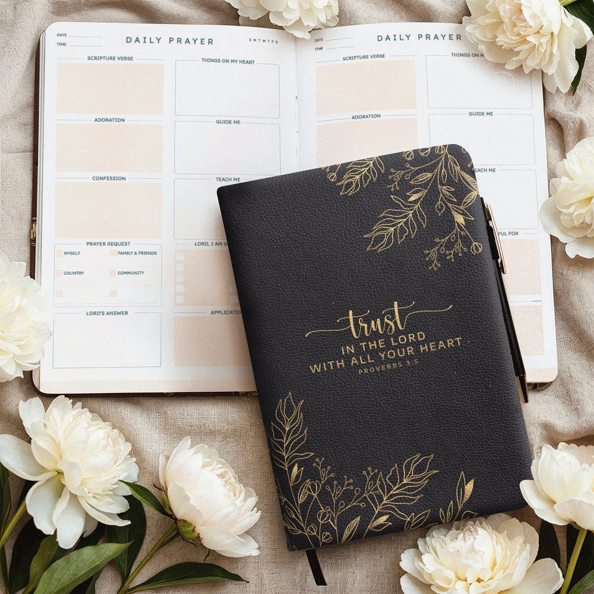 Treasured Proverbs 3:5 Leather Prayer Journal