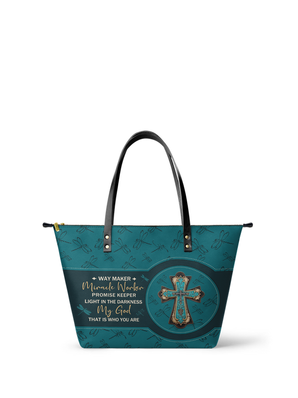 Nautical Lighthouse Leather Tote Bag