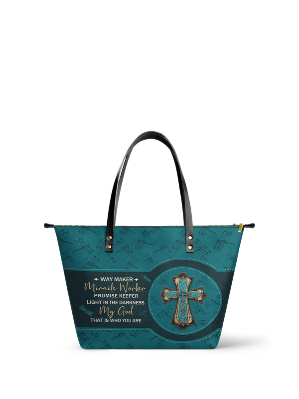 Coastal Lighthouse Leather Tote Bag