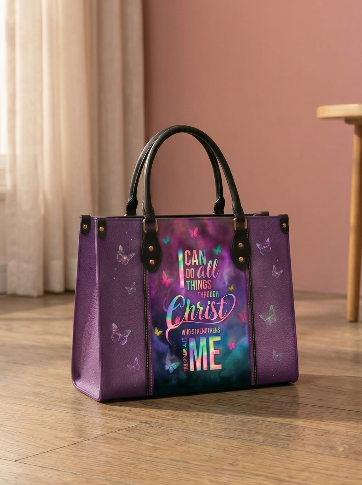 Philippians 4:13 Limitless Leather Handbag