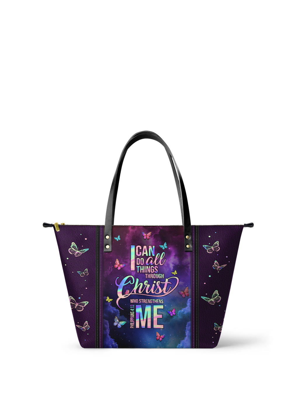 Limitless Philippians 4:13 Leather Tote Bag