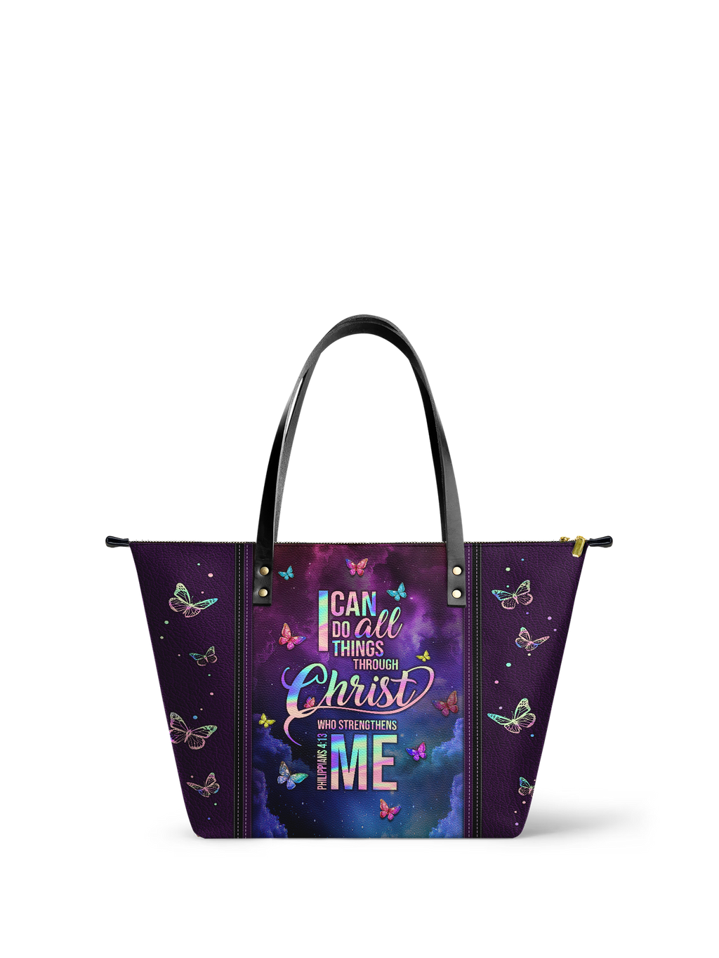 Limitless Philippians 4:13 Leather Tote Bag