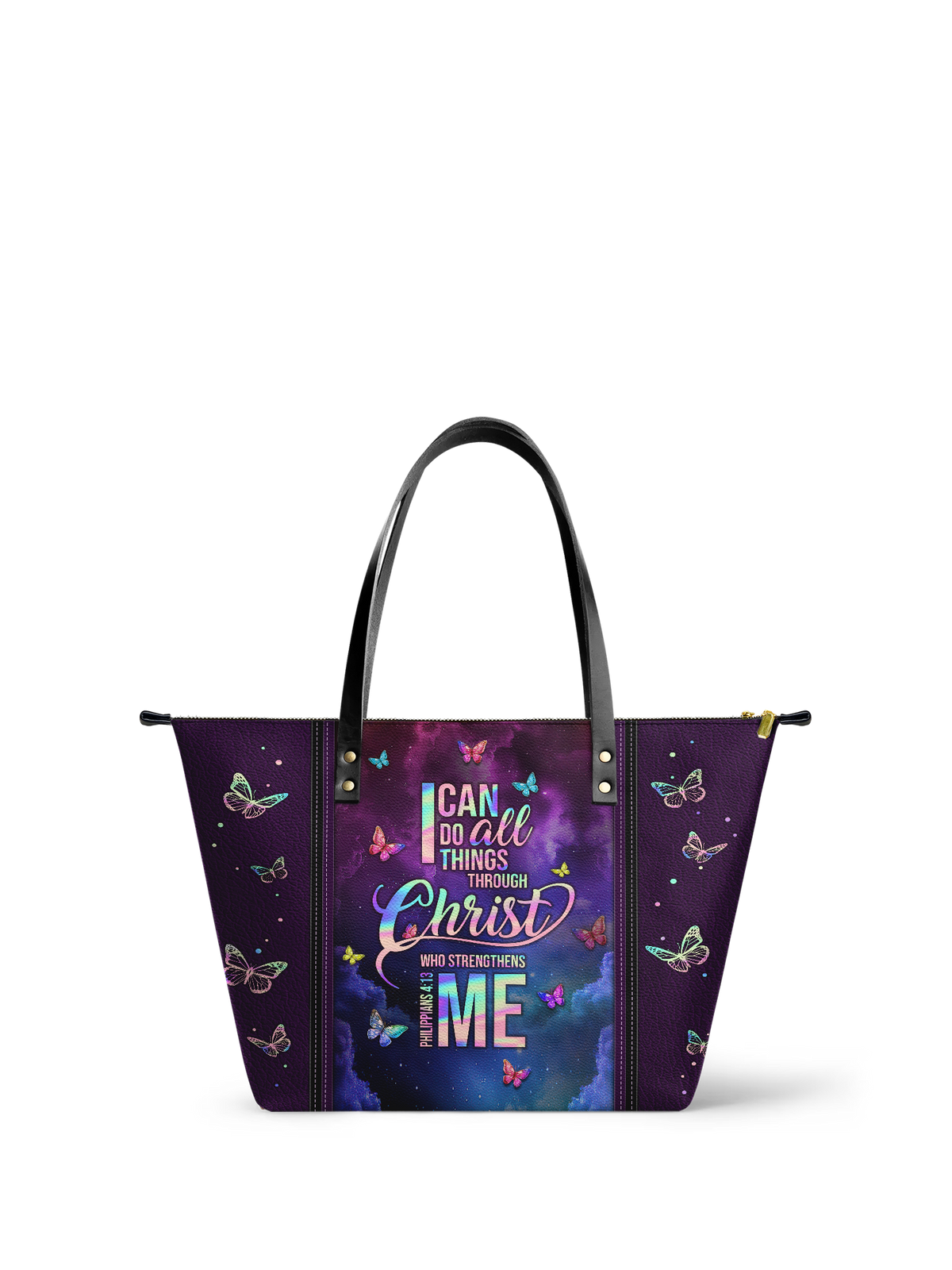 Limitless Philippians 4:13 Leather Tote Bag