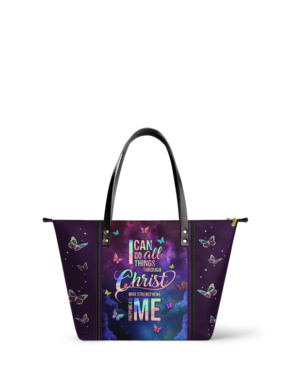 Limitless Philippians 4:13 Leather Tote Bag