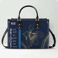 Personalized Birth Flower Leather Handbag