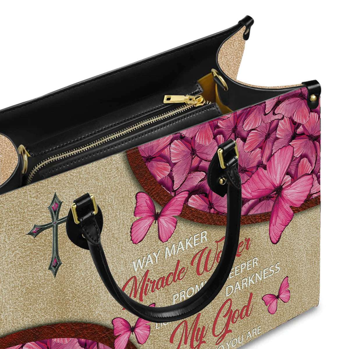 Way Maker Butterfly Pink Leather Handbag