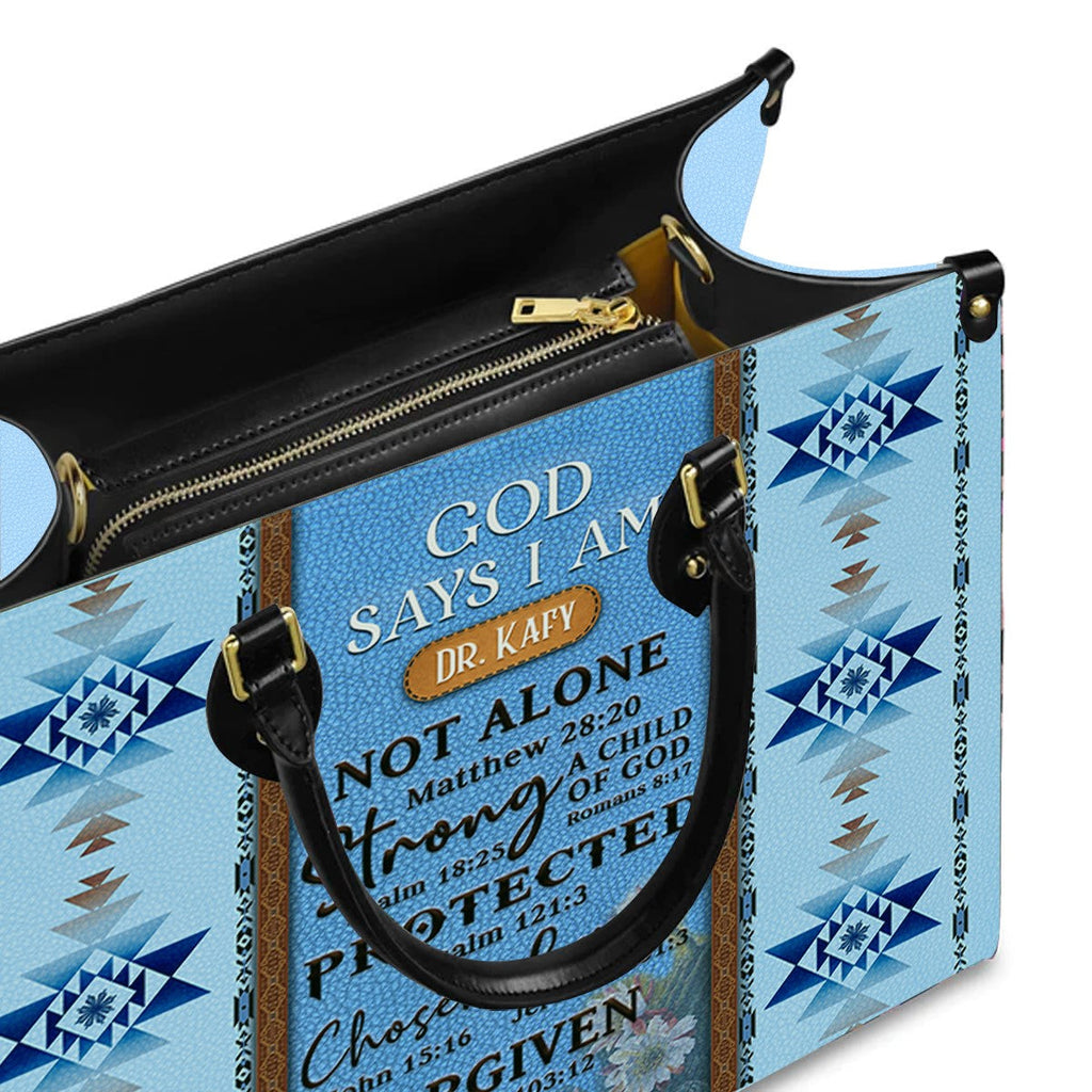 God Says I Am Southwest Laced Leather Handbag