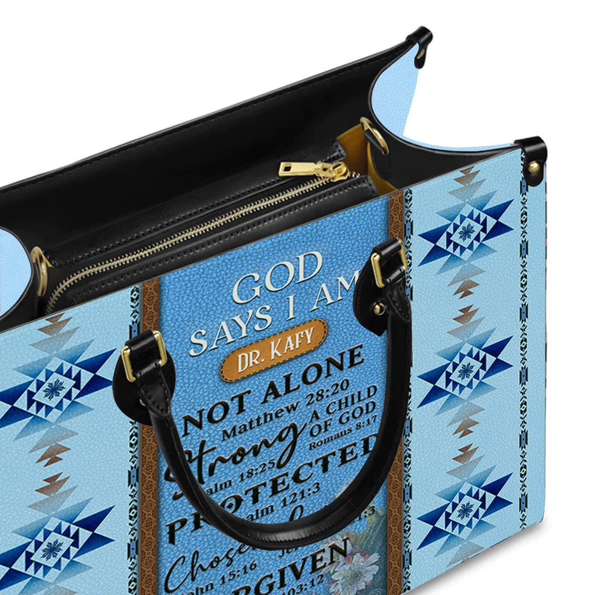 God Says I Am Southwest Laced Leather Handbag