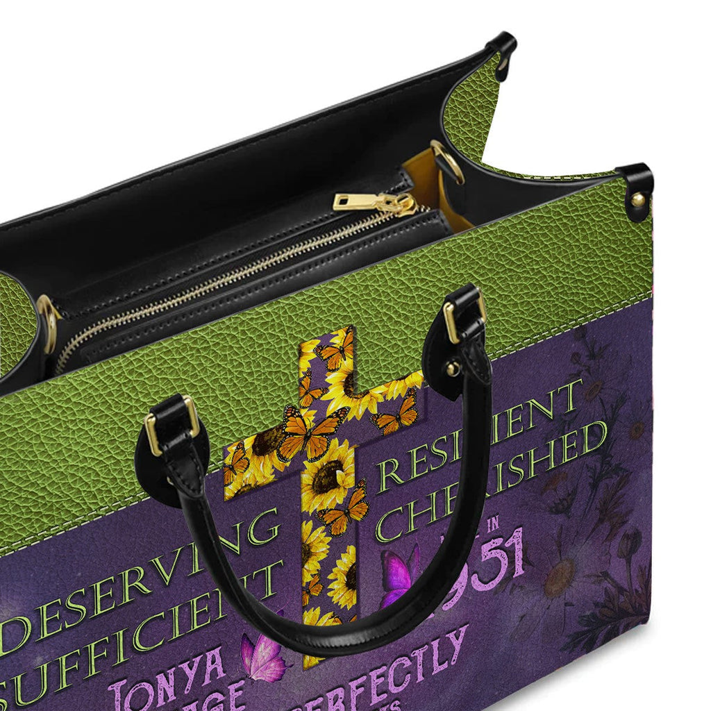 Butterfly Flower Leather Handbag