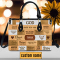 God Says I Am Personalized Leather Handbag