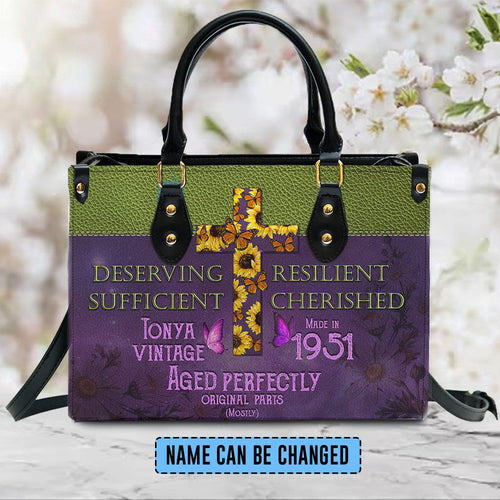 Butterfly Flower Leather Handbag