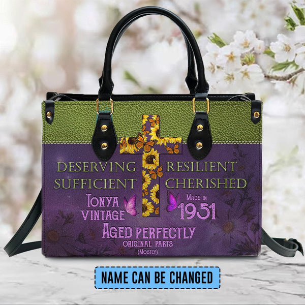 Butterfly Flower Leather Handbag
