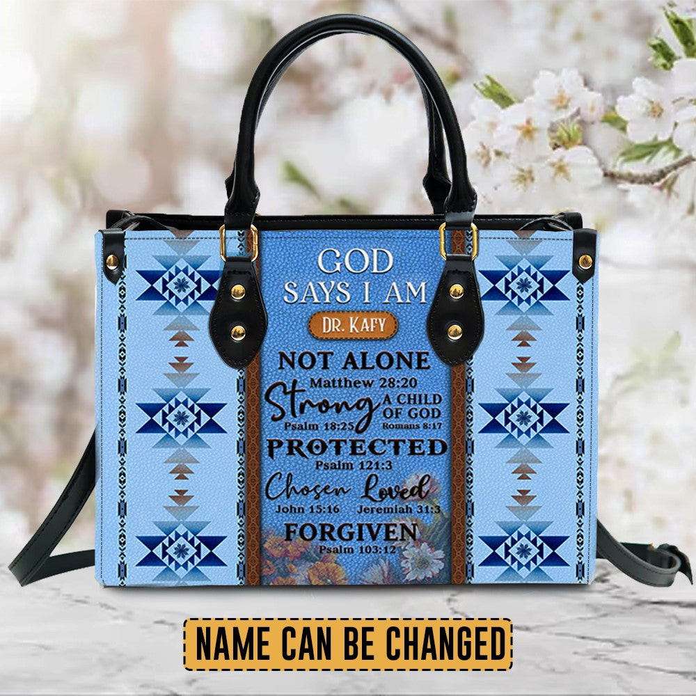 God Says I Am Southwest Laced Leather Handbag