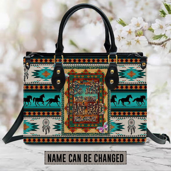 Be Still And Know I Am God Leather Handbag