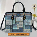 God Says I Am Vintage Denim Leather Handbag