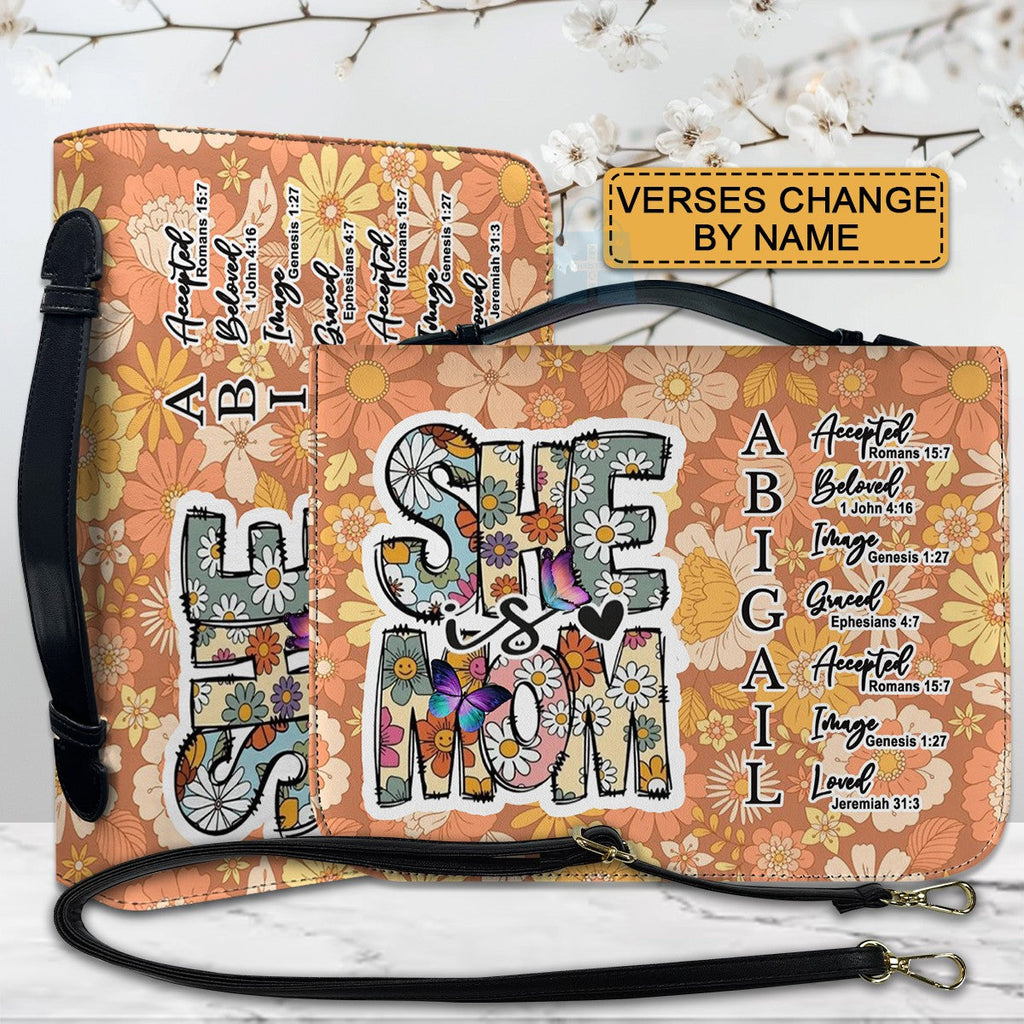 Personalized Retro Floral Bible Cover for Mom