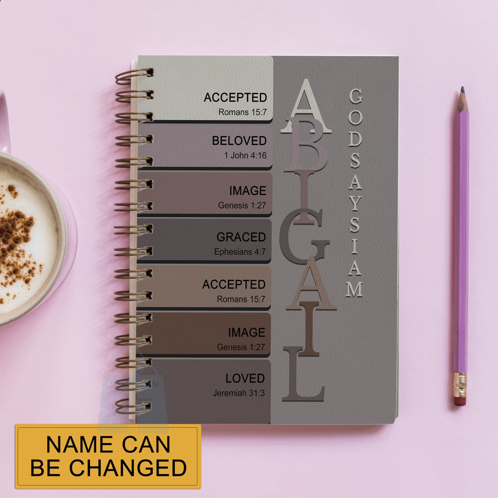 Personalized Purple "Sacred Name Meaning" Spiral Journal