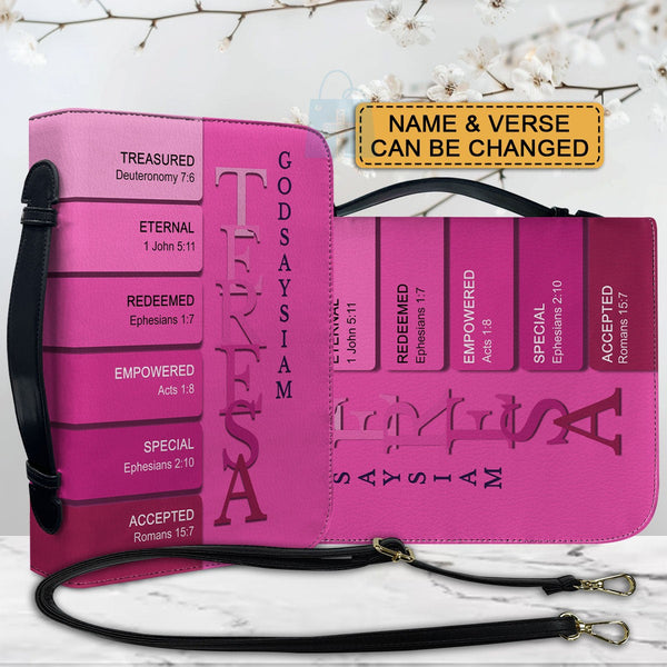 Personalized Pink Name Meaning Bible Cover