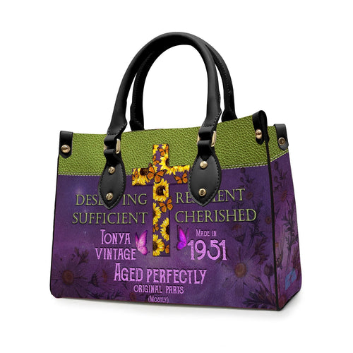 Butterfly Flower Leather Handbag