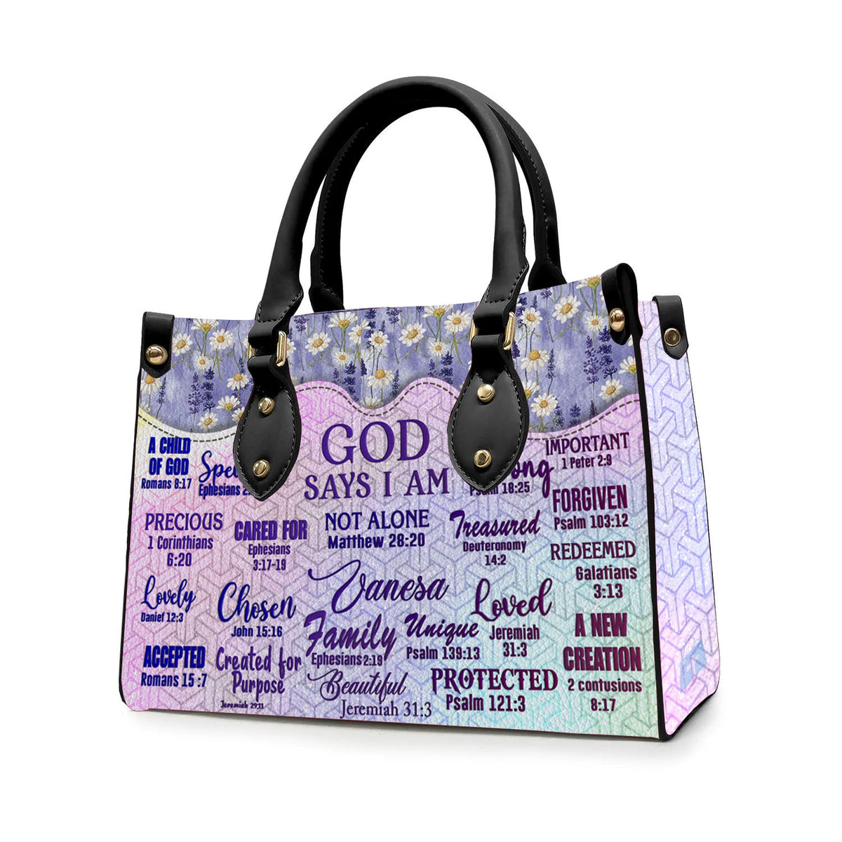 God Says I Am Monogram Leather Tote Bag