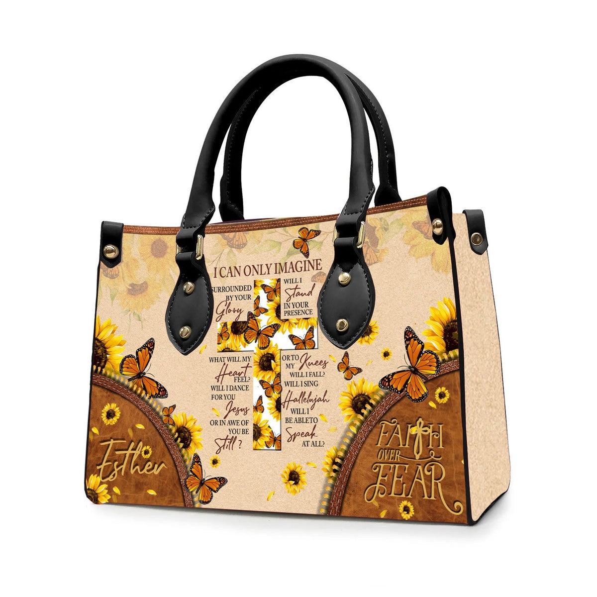 I Can Only Imagine Butterfly Cross Leather Handbag