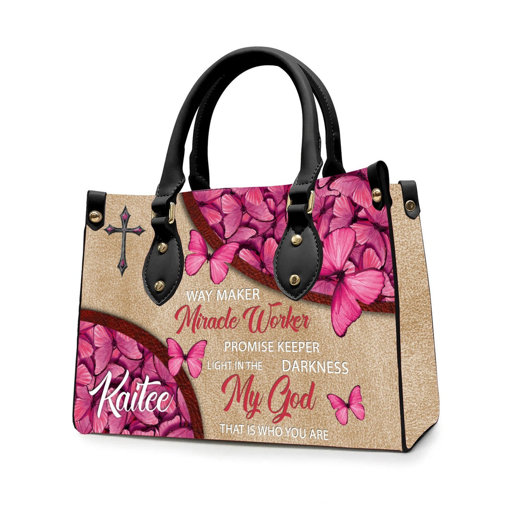 Way Maker Butterfly Pink Leather Handbag