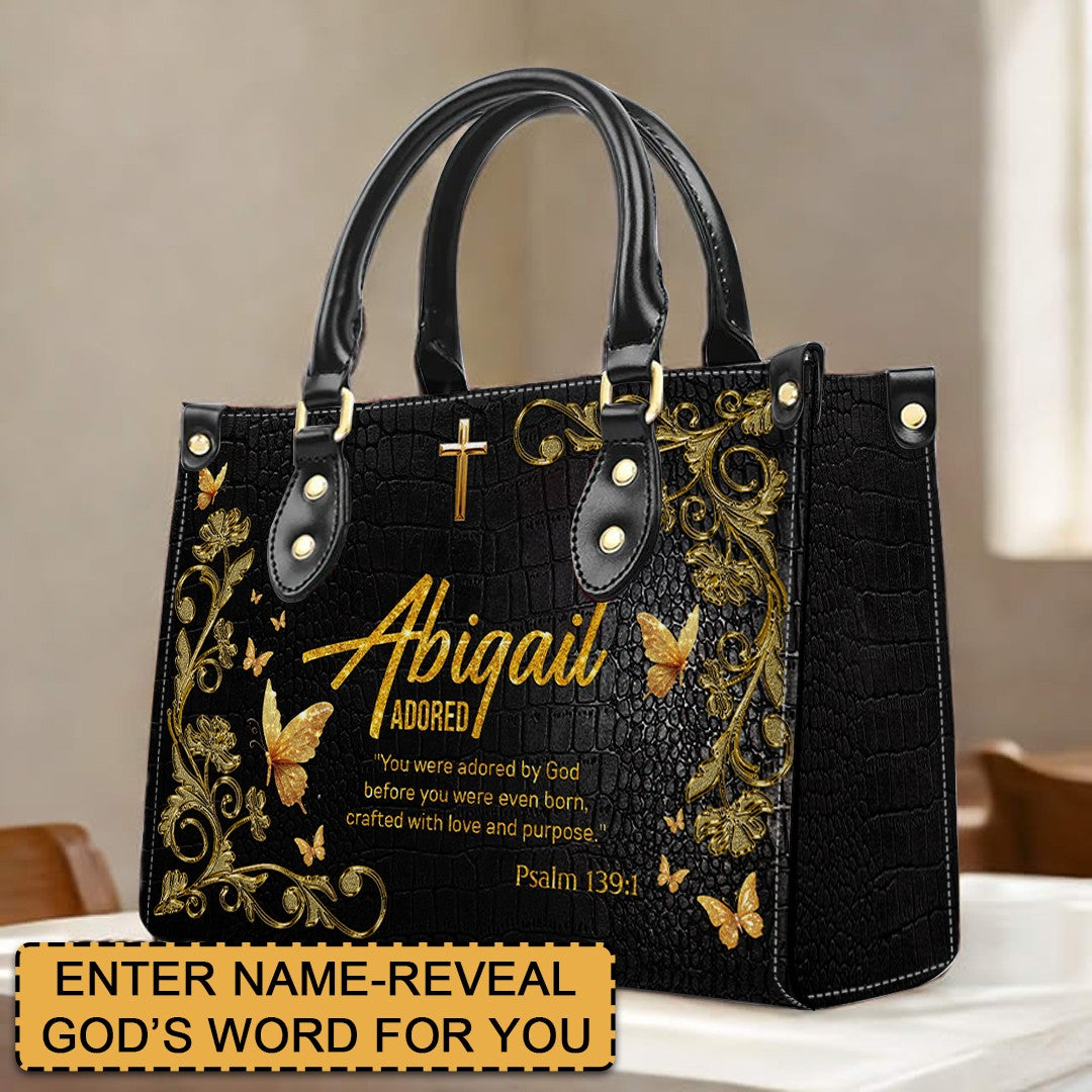 Custom Name Christian Leather Handbag & Clutch