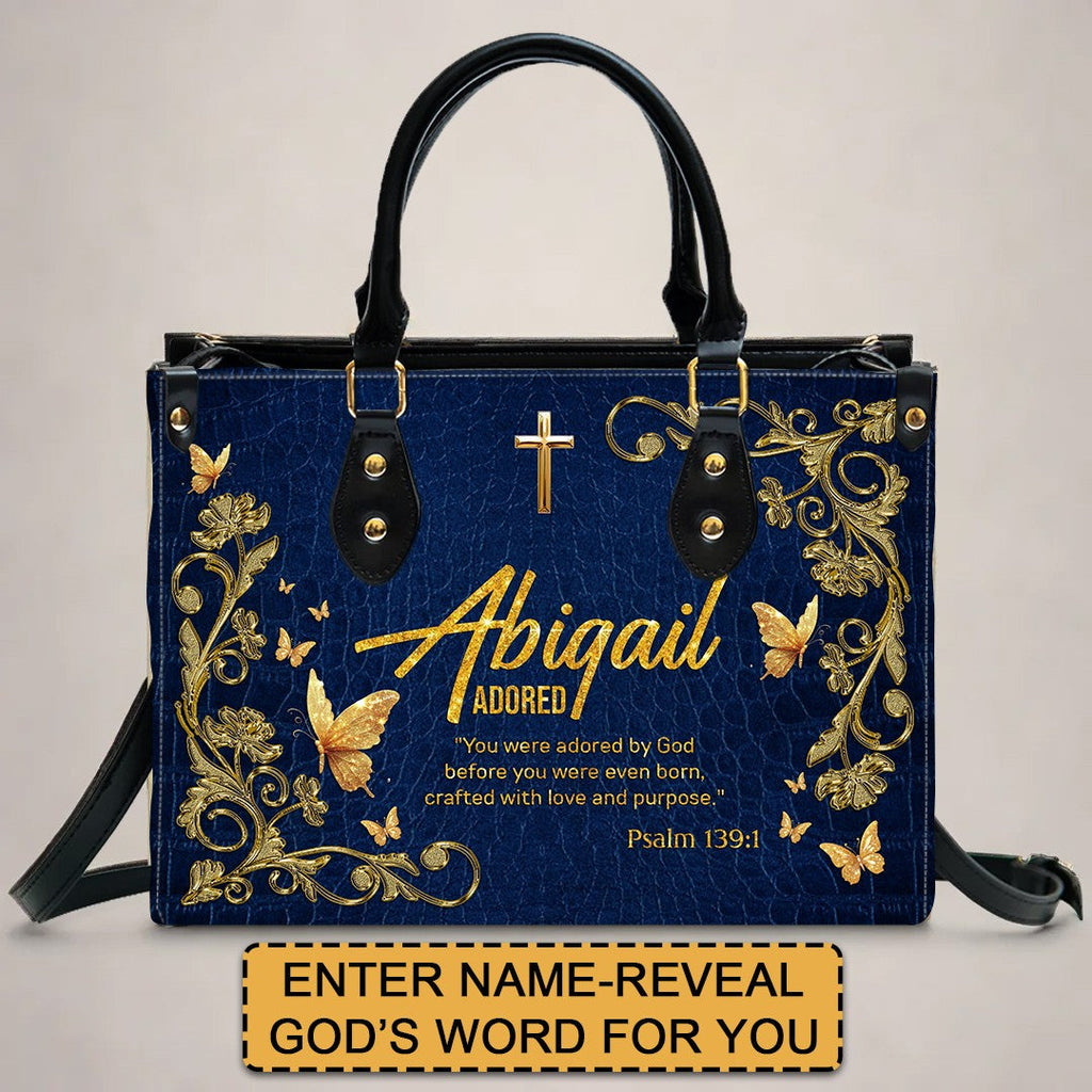 Custom Name Christian Leather Handbag & Clutch