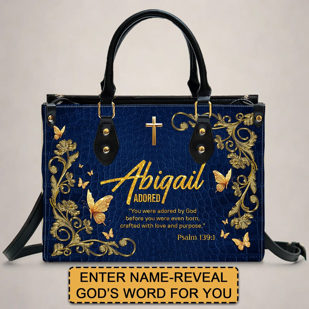 Custom Name Christian Leather Handbag & Clutch
