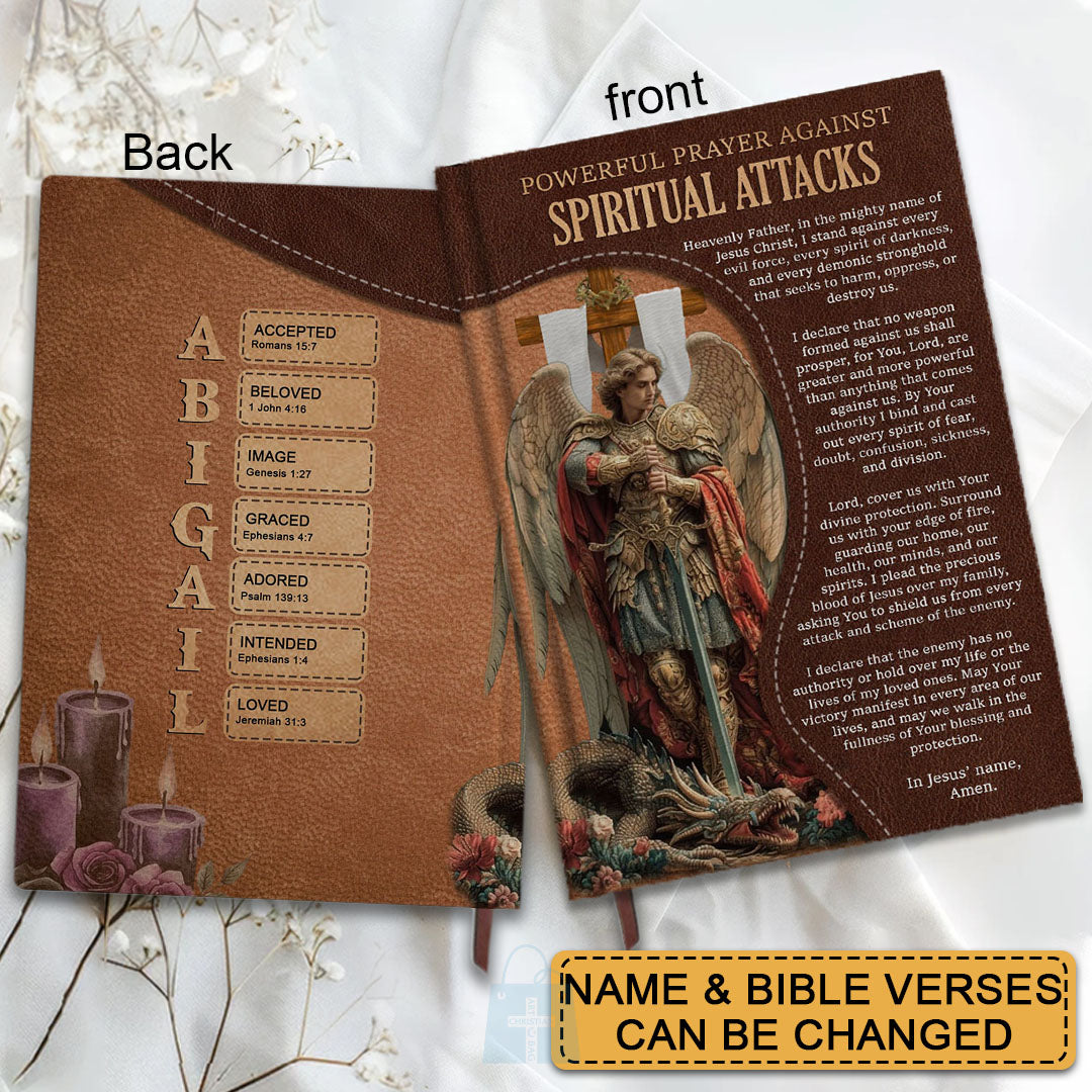 Personalized "Spiritual Warfare Prayers" Leather Journal
